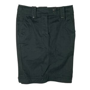 Marella Pencil Skirt Cotton Zip Back Slit Above The Knee Black 2